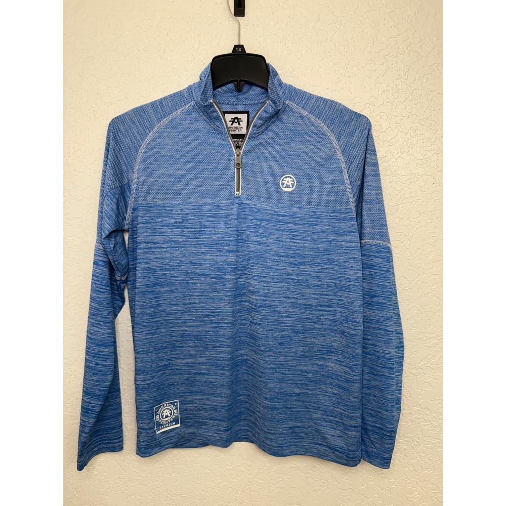 American Fighter Mens Blue Space Dye Hydrocore Quarter Zip Pullover Small